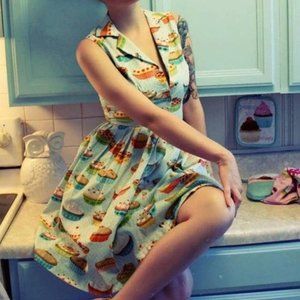 Modcloth, Pie Print Dress, L